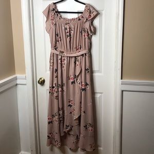 Blush Floral Off Shoulder City Chic Dress